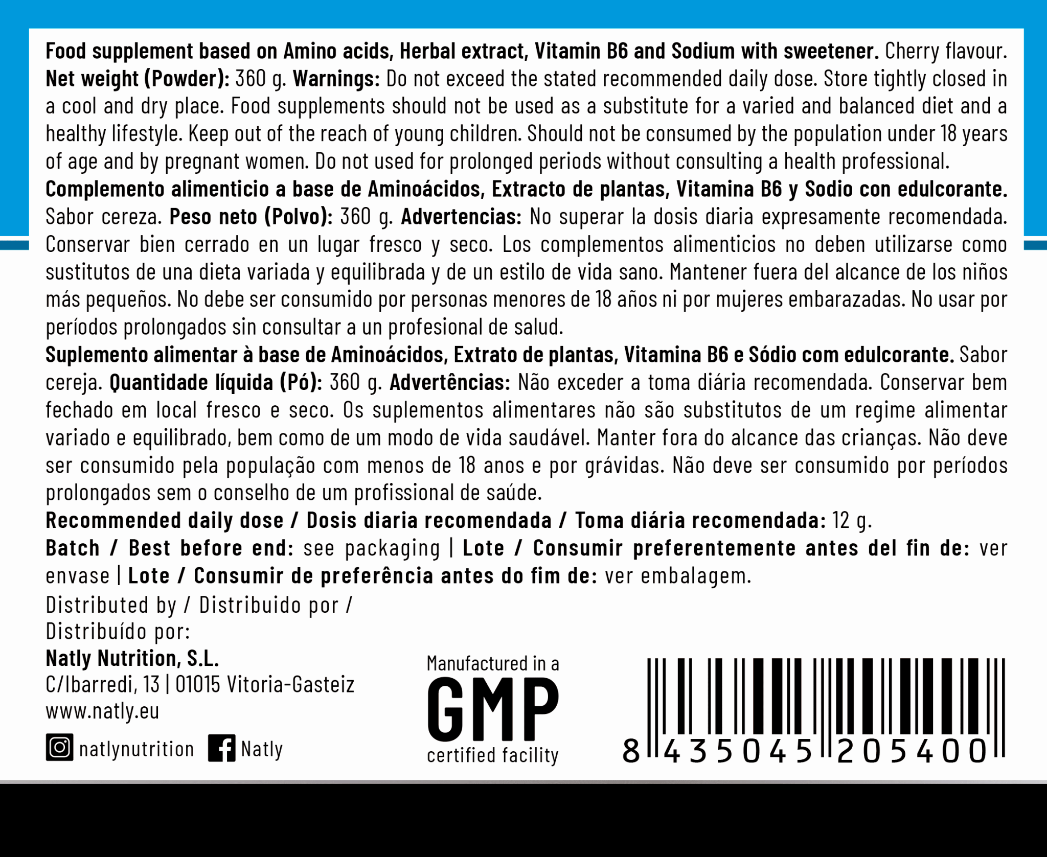 Natly Bcca+G Recovery 360 gr - Imagen 3